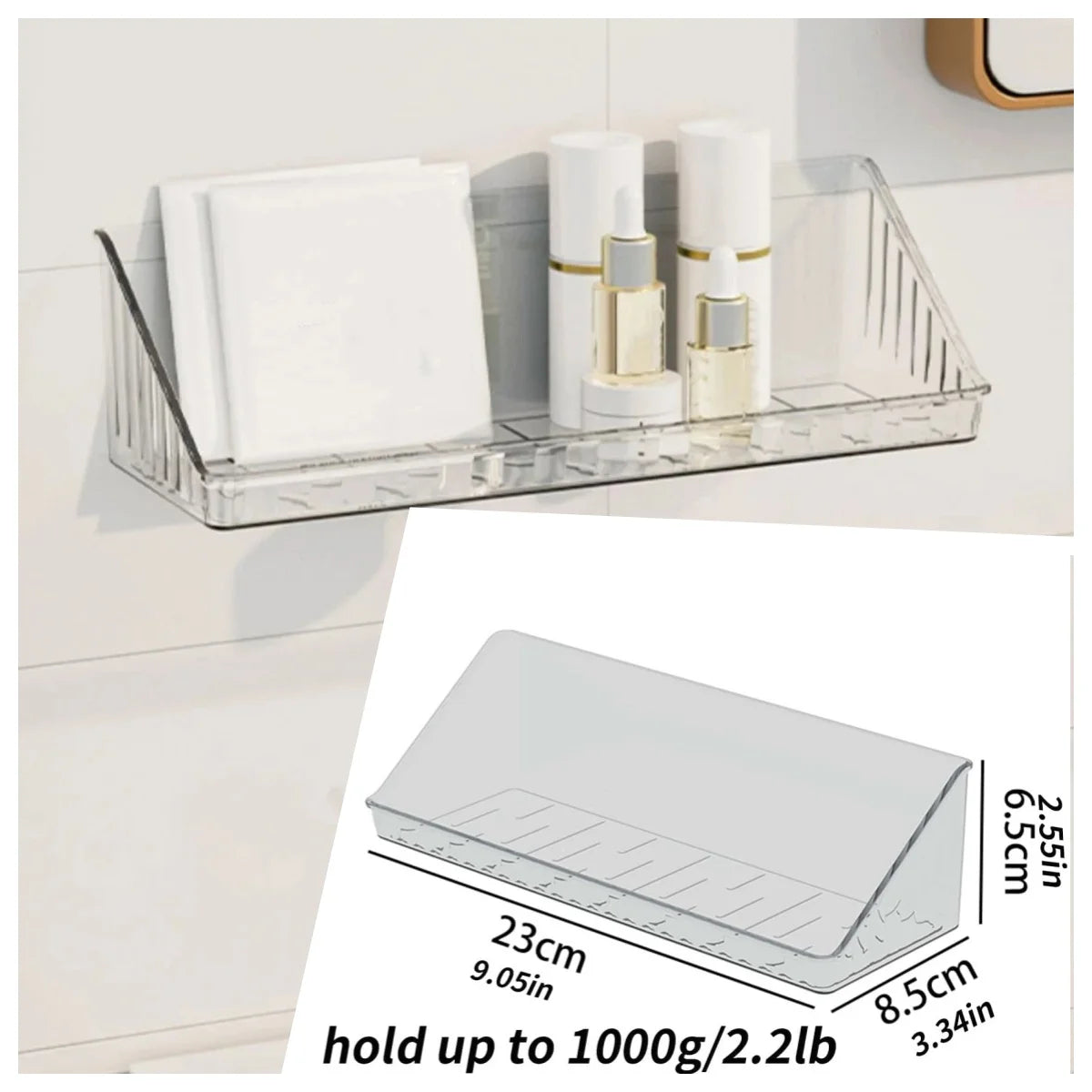 1/2pcs Drill-Free Wall Mounted Bathroom Storage Shelf Bathroom Shelf No Drill Wall Mounted Shampoo Bottle Shower Corner Rack Toilet Storage Rack Aluminum Bathroom Kitchen Accessories
