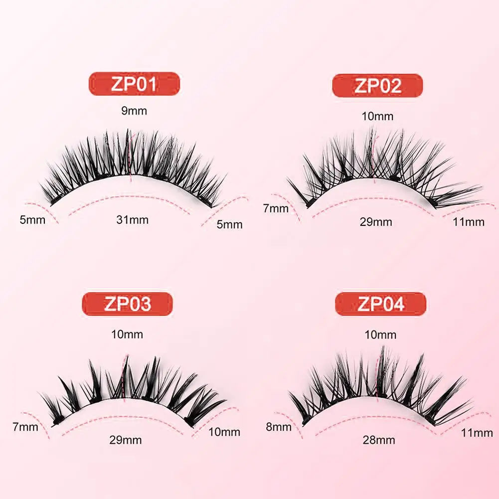 Magnetic Fake Eyelashes Set Reusable 3D Glue-free Waterproof Natural False Eyelashes With Travel-friendly Applicator