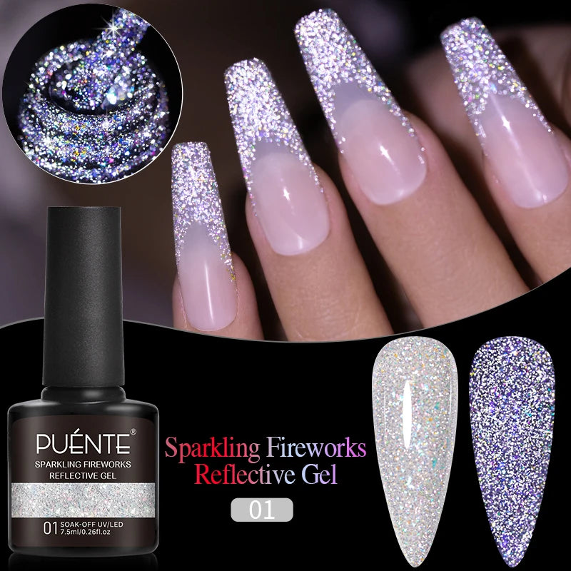 PUENTE 5ml Flower Fairy Gel Nail Polish Pink Blue Purple Natural Dried Flowers Gel For Nail Art Soak Off UV Varnish For Manicure