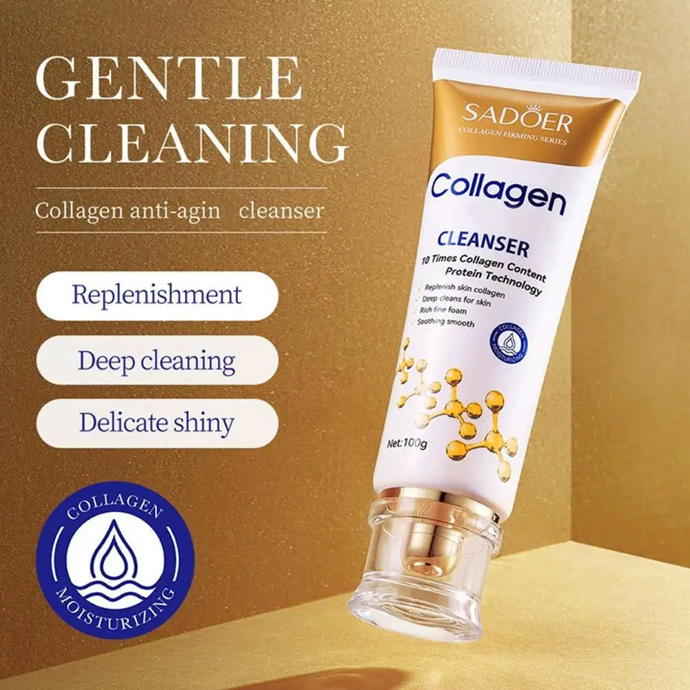 Collagen Cleansing Foam, Gentle Foaming Facial Cleanser With Collagen Face Wash For Deep Cleansing & Hydration Skincare 100g