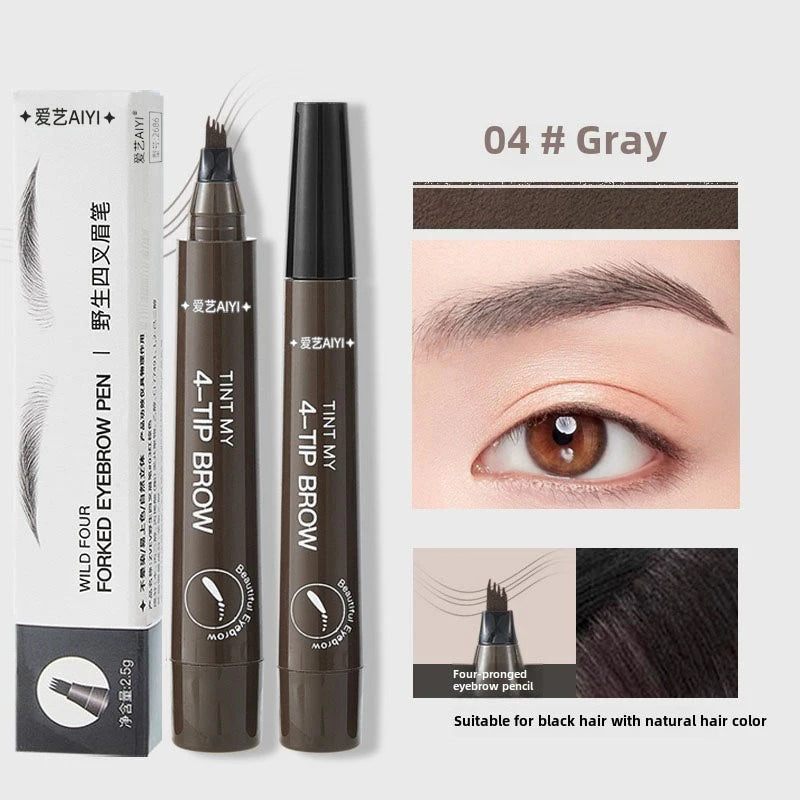 AIYI 4-Prong Eyebrow Pencil Waterproof Microblading Long Lasting Natural Smudge Proof Brow Pen