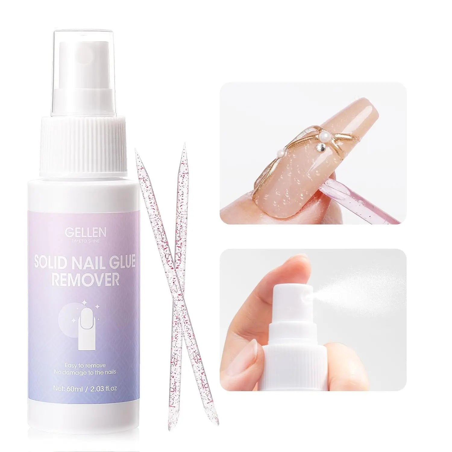 Professional Nail Glue Remover Solid Gel 60ML Quick Soak Off Solution for Press On Acrylic Fake Nails Salon Manicure Care