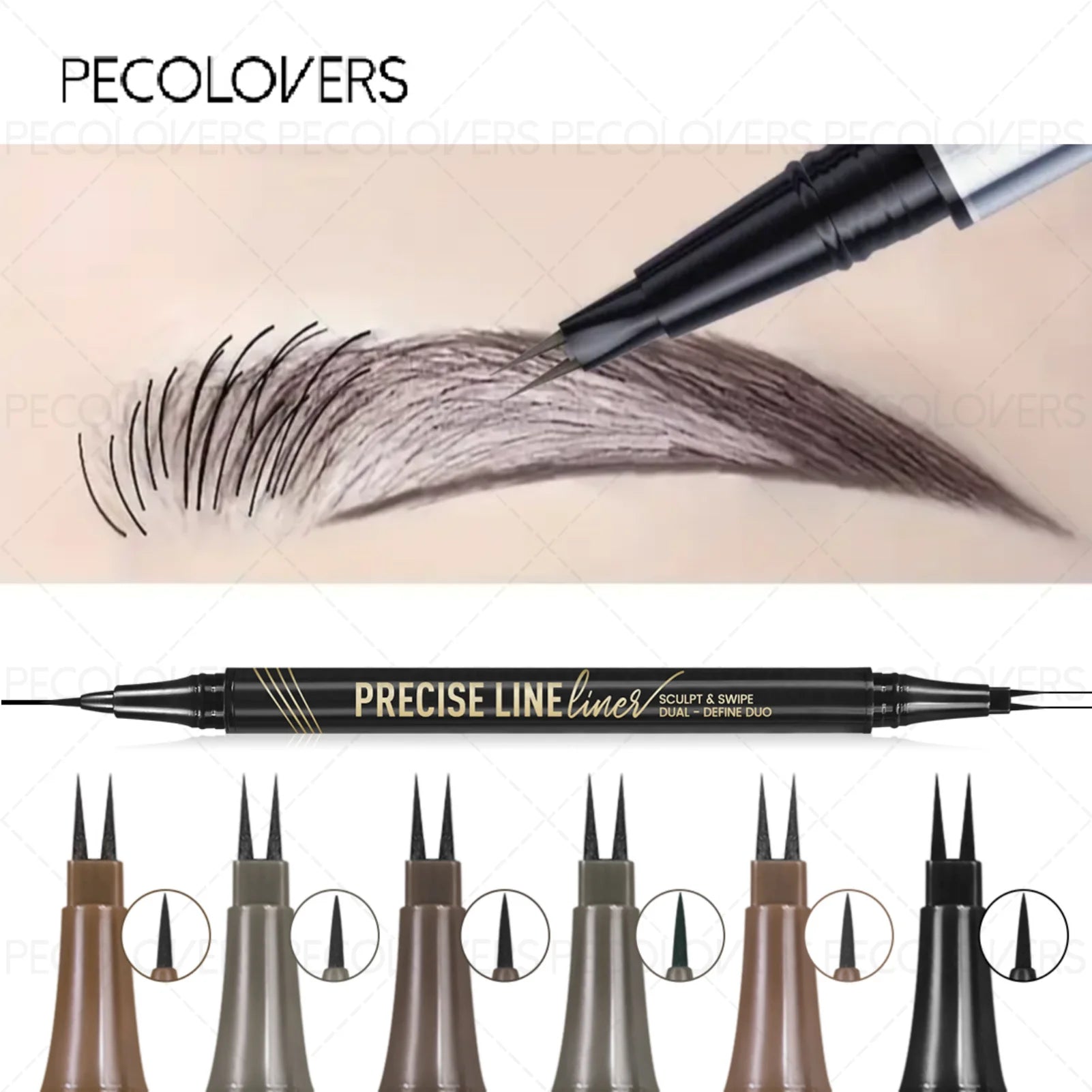 1PC Double-Ended Waterproof Eyebrow Pencil - Non-Fading, Precise Application for Long-Lasting Brow Makeup