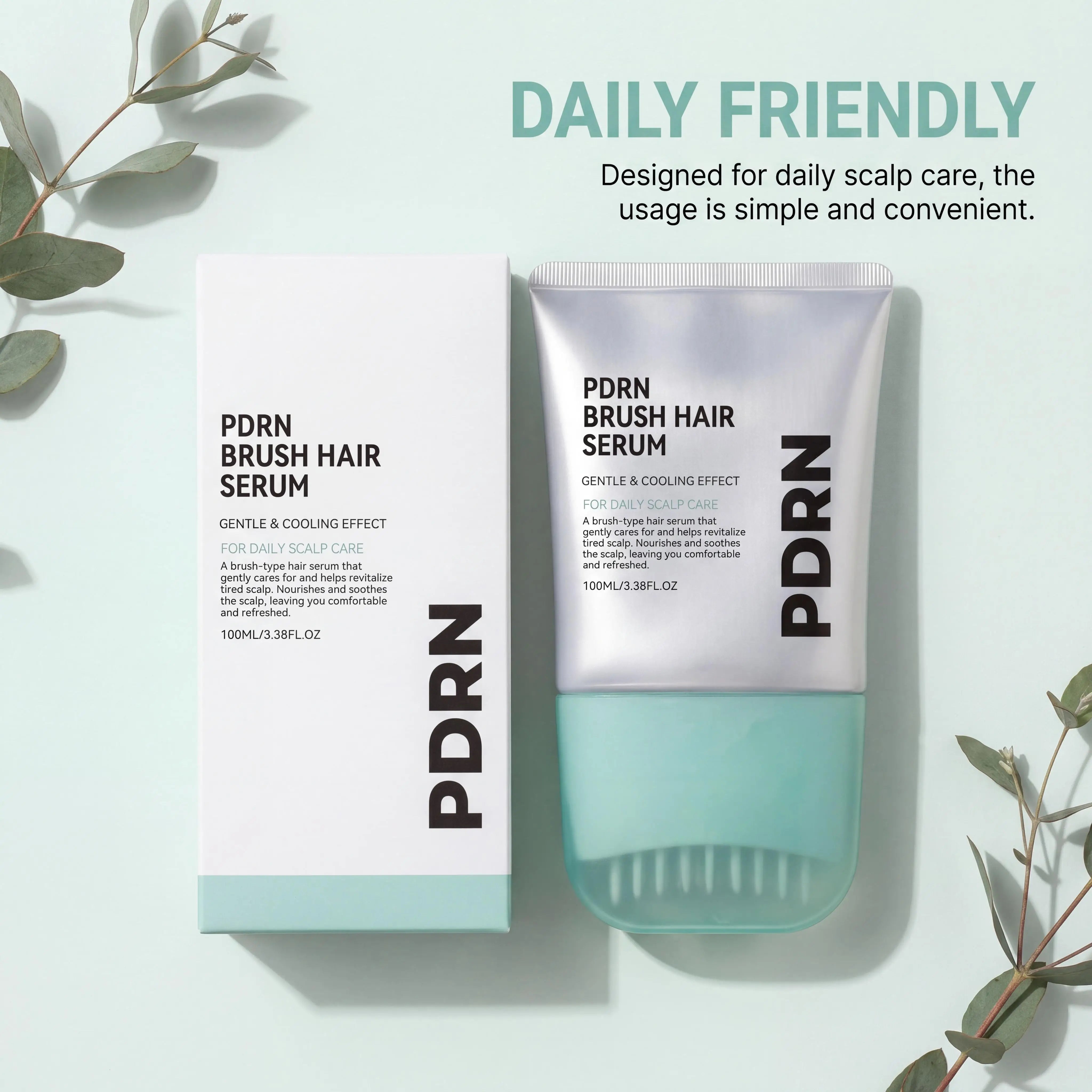 PDRN Hair Serum With Built-In Brush,Strengthen Hair Root Anti Hair Loss Improve Scalp Environment Daily Head Care Scalp Massager