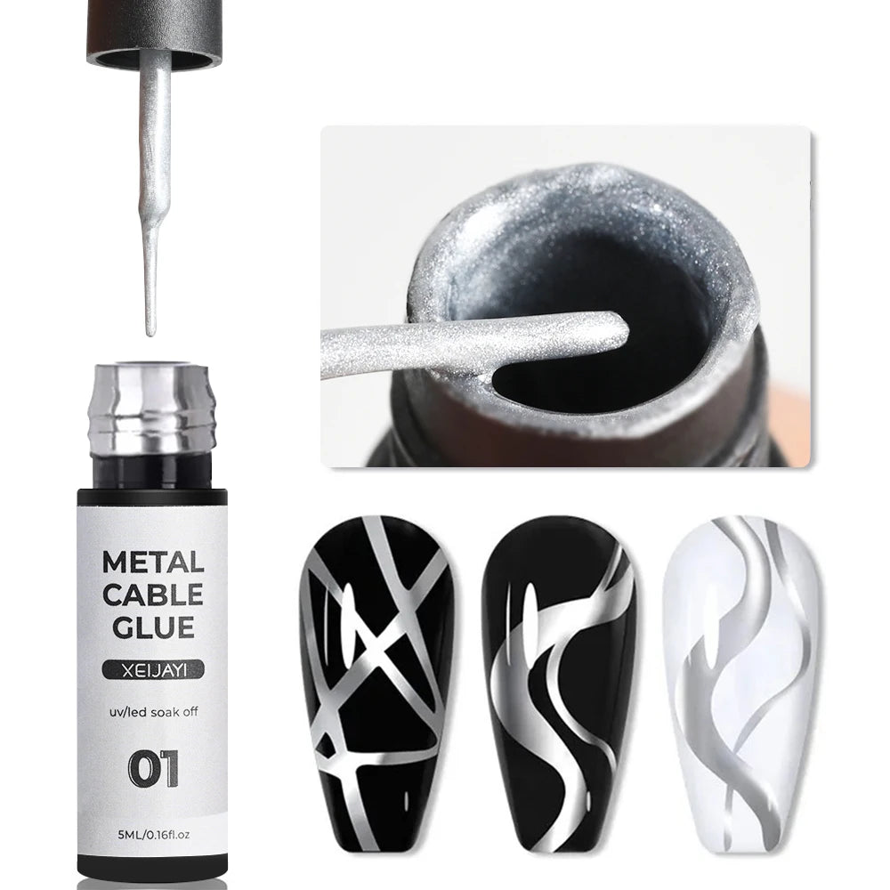 5/8/10/12ml 5D Metallic Painting Nail Gel Silver/Gold Liner Polish Mirror Chrome Effect Gel Nail Polish Soak Off UV/LED Drawing^