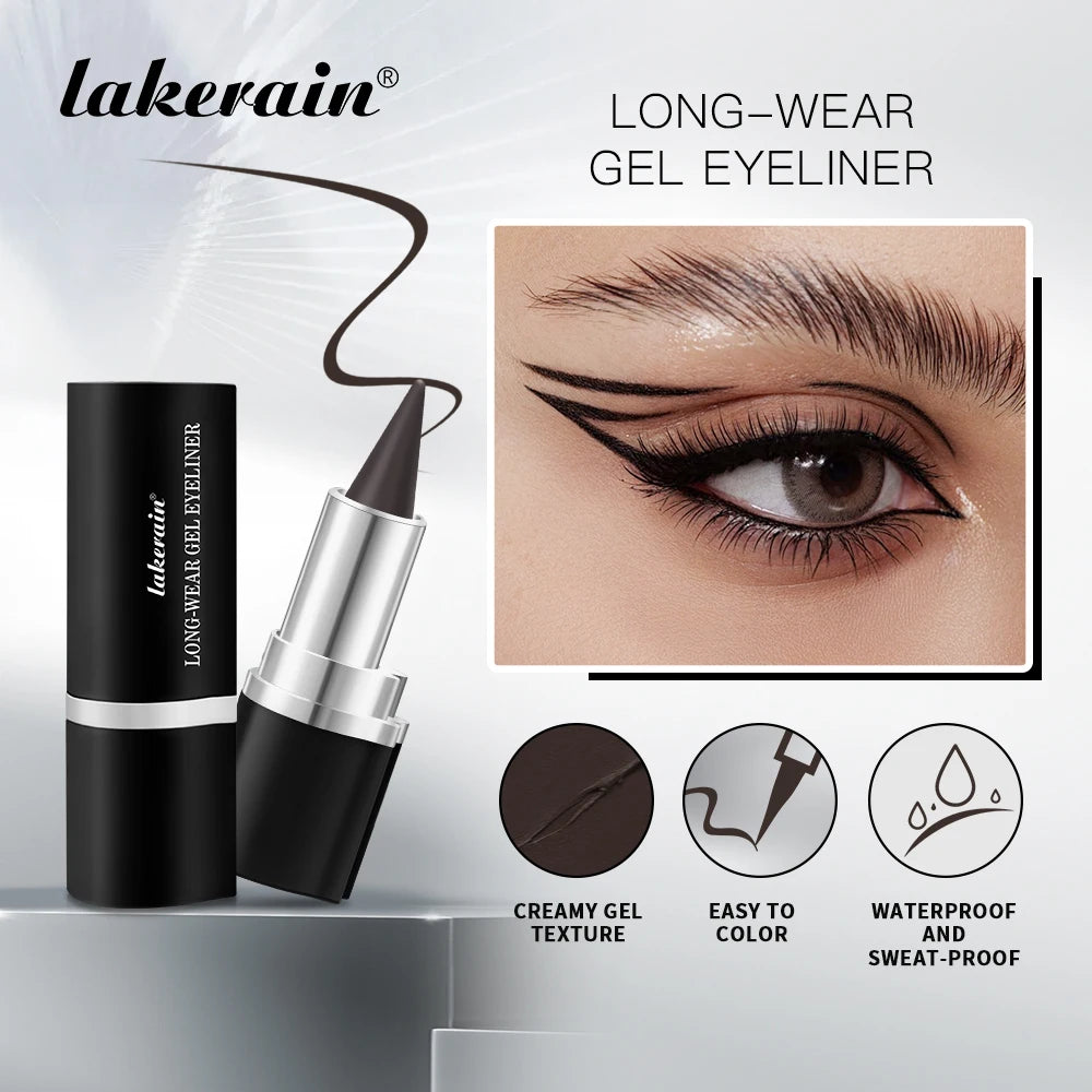 Lakerain Long-lasting Gel Eyeliner Soft Waterproof And Sweat-proof Matte Black Silver Brown Eye Liner Pen Makeup Cosmetic