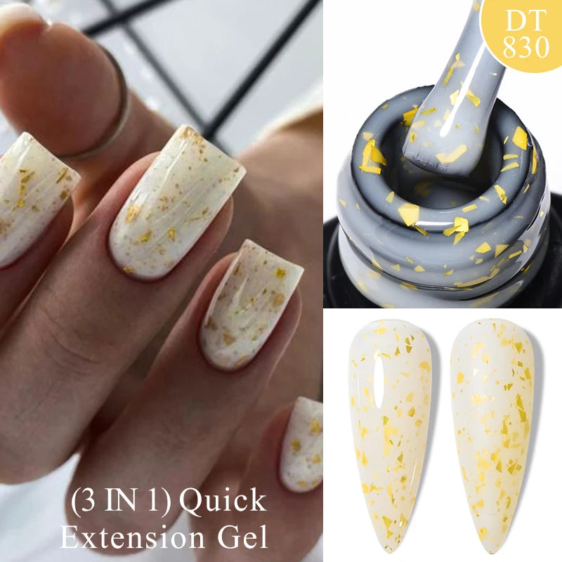 MEET ACROSS 7ml Dark Color Glitter Top Coat Gel For Nails Brocade Powder 2 In 1 Chameleon Nail Art Gel Varnish Manicure