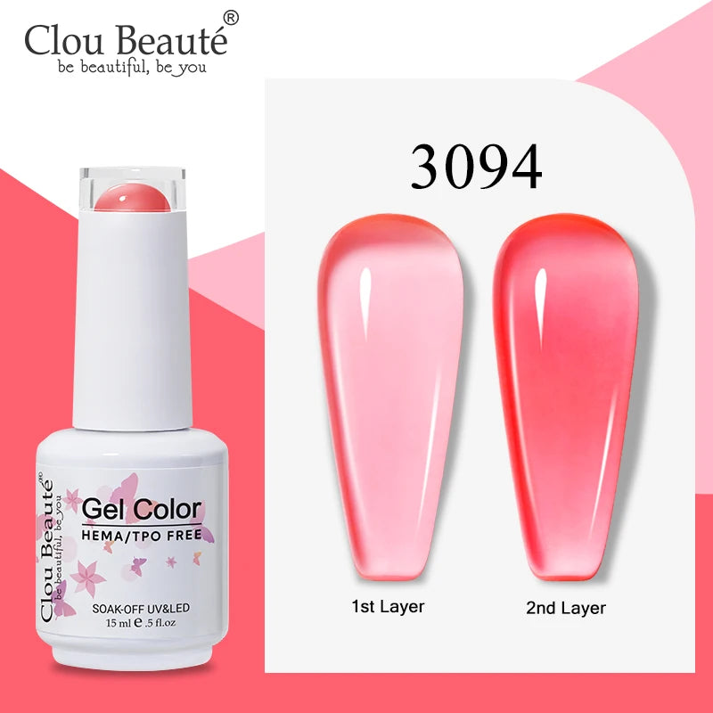 Clou Beaute Semi-transparent Jelly Color UV Gel Manicure Gel Nail Nail Supplies For Professionals Semi-permanent Varnish 15ml