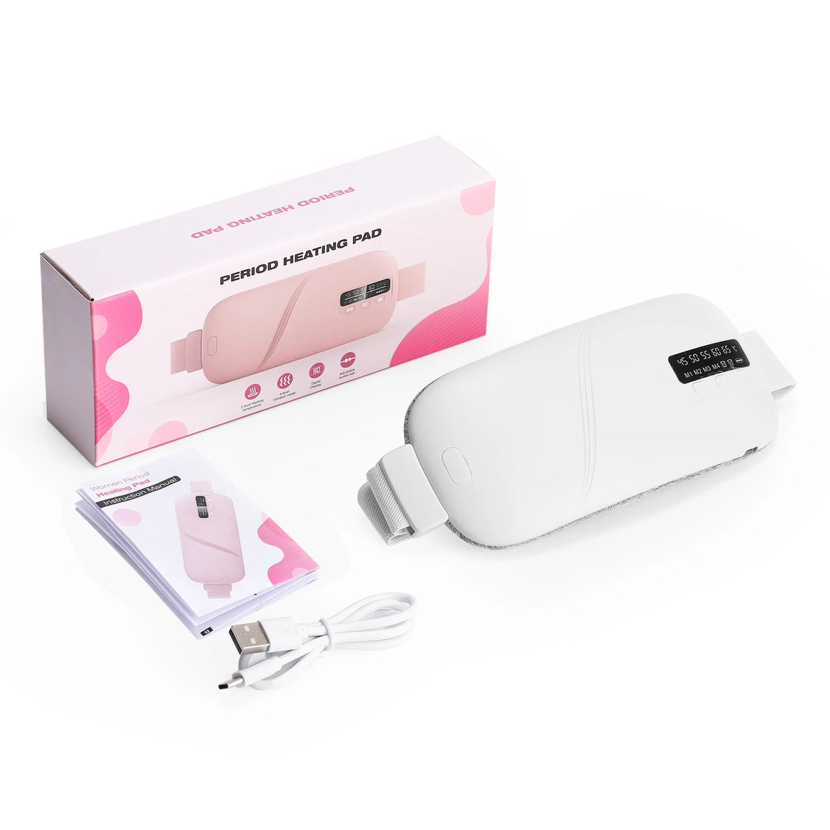Women Period Heating Belt 4 Modes Menstrual Relief Heating Pad Vibration Massage Belt Reduce Dysmenorrhea Abdominal Warmer Belt