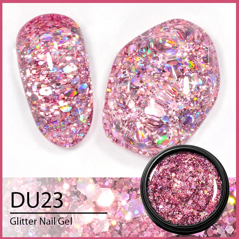 8ML Glitter Gel Nail Polish Shining Mineral Sequins Soak Off UV LED Nail Gel Semi Permanent Nail Art Supplies for Manicure