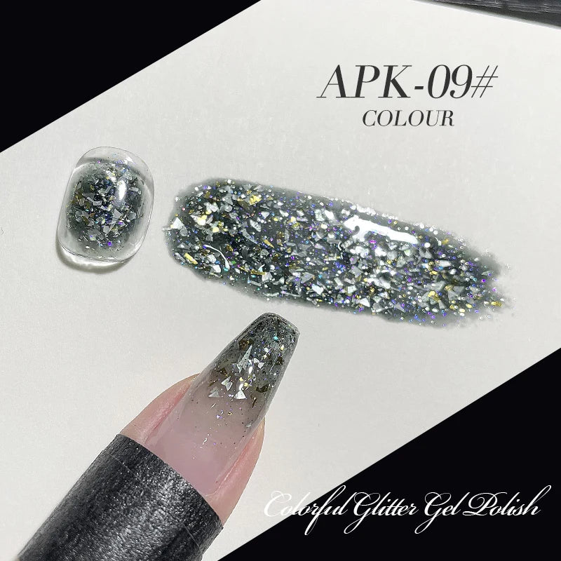 AS 15ml Sparkle Platinum Gel Nail Polish Shiny Pink Gold Silver Glitter Painting Gel Drawing Semi Permanent Tpo Free Varnish