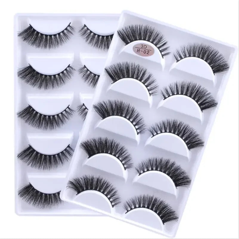 AMSNCN NEW 5Pair 100% Real 3D Mink Lashes Soft Natural False Eyelashes Makeup Long Eye Lashes Eyelash Extension CiliosH13mini