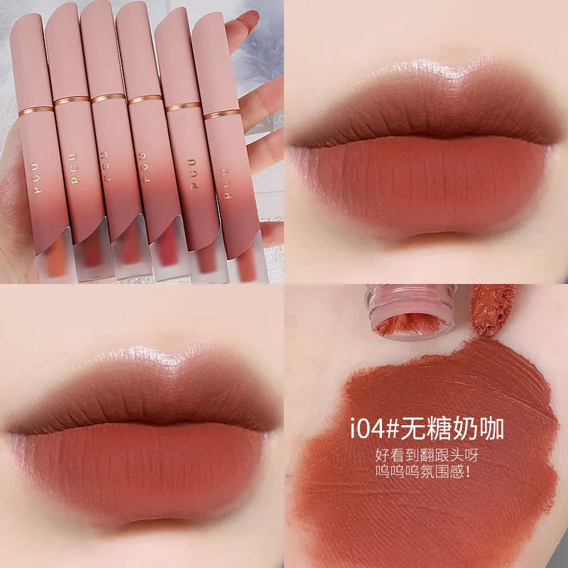 Dual-Use Liquid Matte Lipstick Lip Balm Pink Long-Lasting Non-Stick to Cup 6 Colors Available for Lip And Cheek Makeup