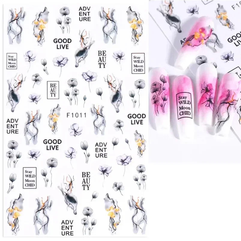 Cherry Blossom 3D Nail Stickers White Flower Petals Nail Art Decals Elegant Wedding Design Spring Sakura Manicure Slider Decor