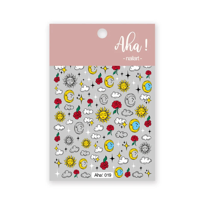 1pc Cute White Cloud Nail Stickers Ultra Thin Nail Art Stickers Self Adhesive Decals Star Moon/Flower/Clouds Kawaii Nail Decals