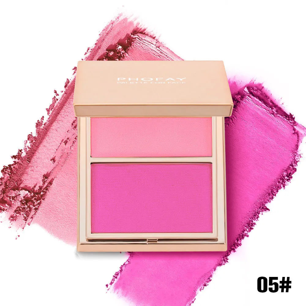 Two-tone Natural Matte Cream Blush Shimmer Contour Blusher Blush Powder Longlasting Waterproof Face Blusher Chinese Cosmetics