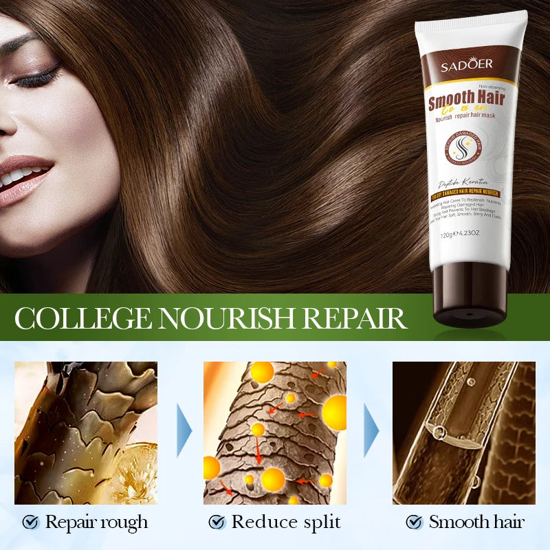 SADOER Collagen Nourishing Hair Mask Repair Damaged Hair Reduce Split Ends Oil Control Moisturizing Hair Masks Care