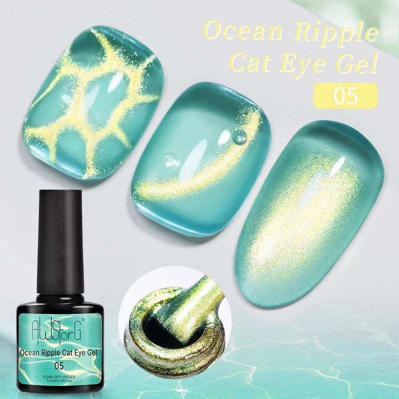 AWStorG Intense Rainbow Cat Eye Gel 5ml Holographic Laser Magnetic Nail Gel Soak Off UV LED Gel Polish Shiny Rainbow Manicur