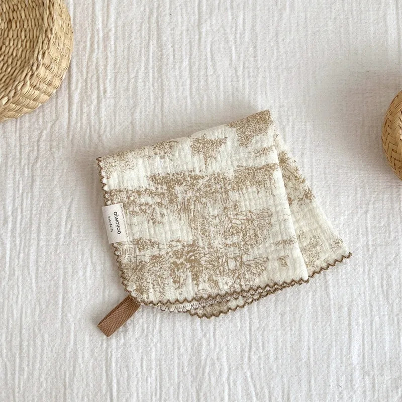 Korean Baby Wiping Face Towel Pure Cotton Floral Yarn Square Saliva Towels Infant Soft Handkerchief Newborn Kids Hand Washcloth