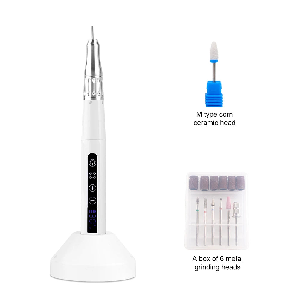 35000RPM Wireless Portable USB Pen Nail Drill Professional Rechargeable Manicure Electric Nail Cuticle File Nail Polisher Tools