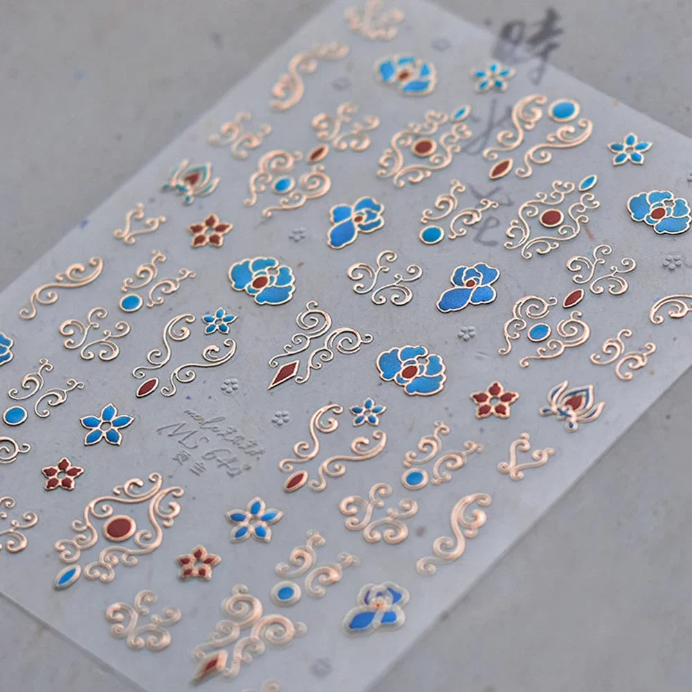 5D Jelly Flower Nail Stickers Delicate Petal Blossom Shiny Like Translucent Floral Self Adhesive Decoration Manicure Decal DIY