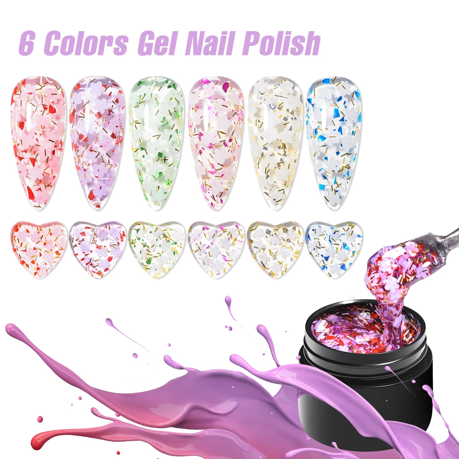 6PCS/SET Dried Flower Gel Nail Polish Set Natural Flower Fairy Nail Art Gel Soak Off UV LED Painting Varnish For Nails DIY Kit