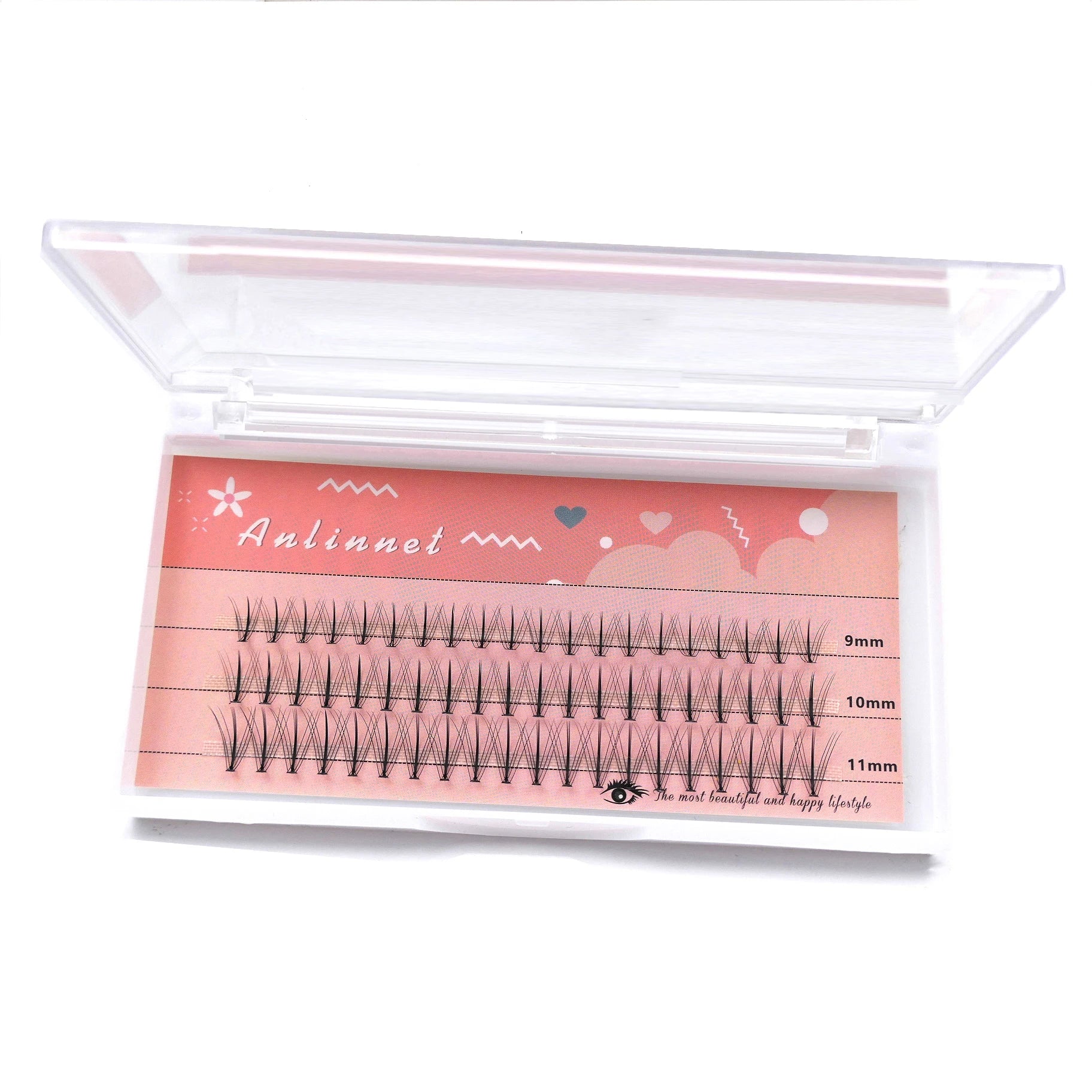 Anlinnet  Sandwich Eyelashes Professional Makeup Individual Lashes Cluster Natural Fluffy Eyelashes 10D Mink False Eyela