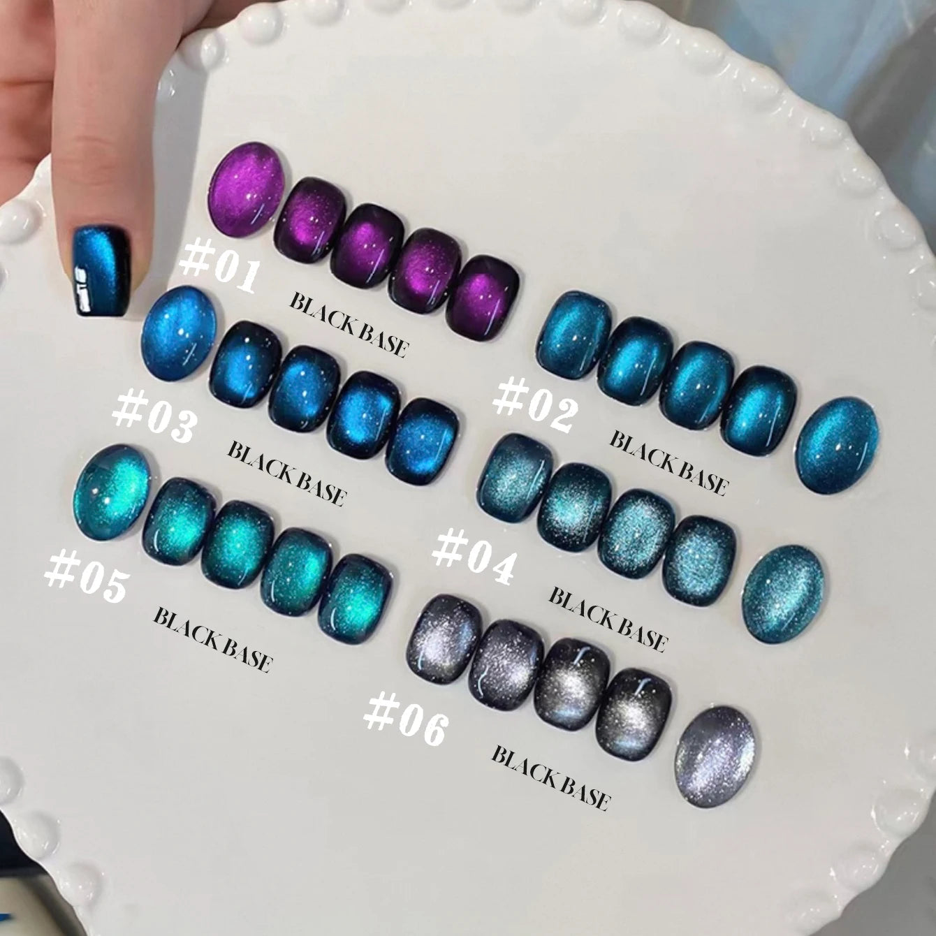 10PCS Romantic Pop Cat Eye Gel Nail Polish Popular White High Density Magnetic Powder Mirror Glass Bead Nail Gel Beauty Supplies