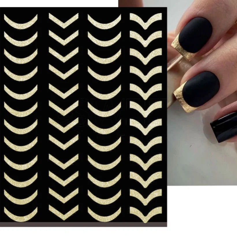 Nail Stickers 3D  Metal Line Sliver Gold Thorns Vine Curve Stripe Lines Tape Swirl Sliders Manicure Adhesive Gel Nail Art Decals