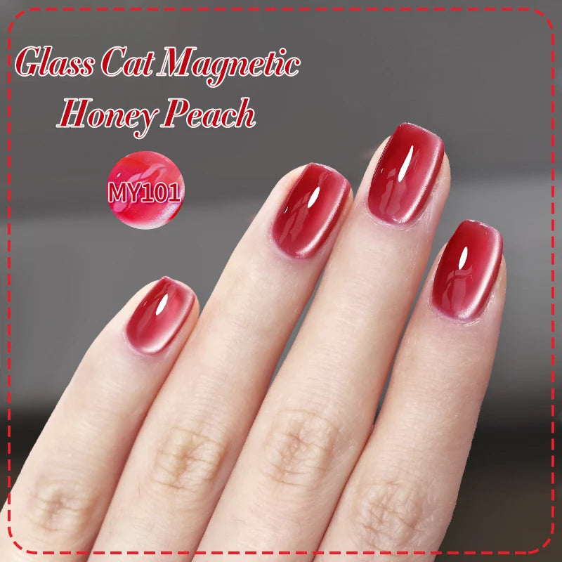 BORN PRETTY 10ml Wishing Apple Red Glass Bead Cat Magnetic Gel Ultra Shine Soak Off UV Gel Nail Art Varnish Nail Supplies
