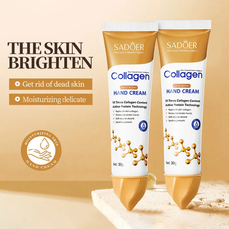 SADOER Collagen Moisturizing Hand Cream Anti Aging Replenish Whitening Repair Damaged Skin Hydrating Hands Skin Care