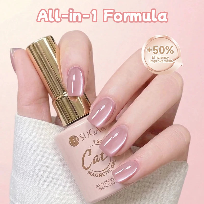 UR SUGAR 5-in-1 15ml Cat Magnetic Gel Polish 1-Step No Base No Top Coat Dry UV LED Nail Gel Long Lasting Easy Apply