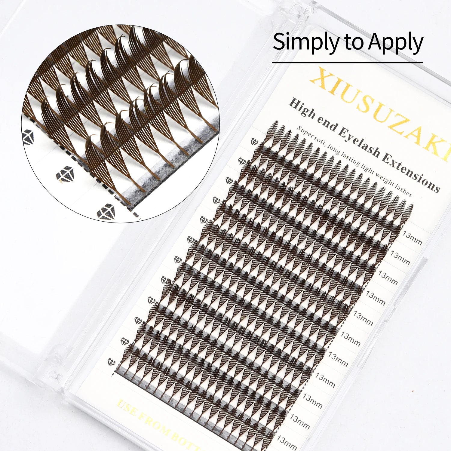 XIUSUZAKI Brown Comic Spire Lashes Automatic Flowering Premade Fans Eyelashes Extensions Individual Volume False Lashes