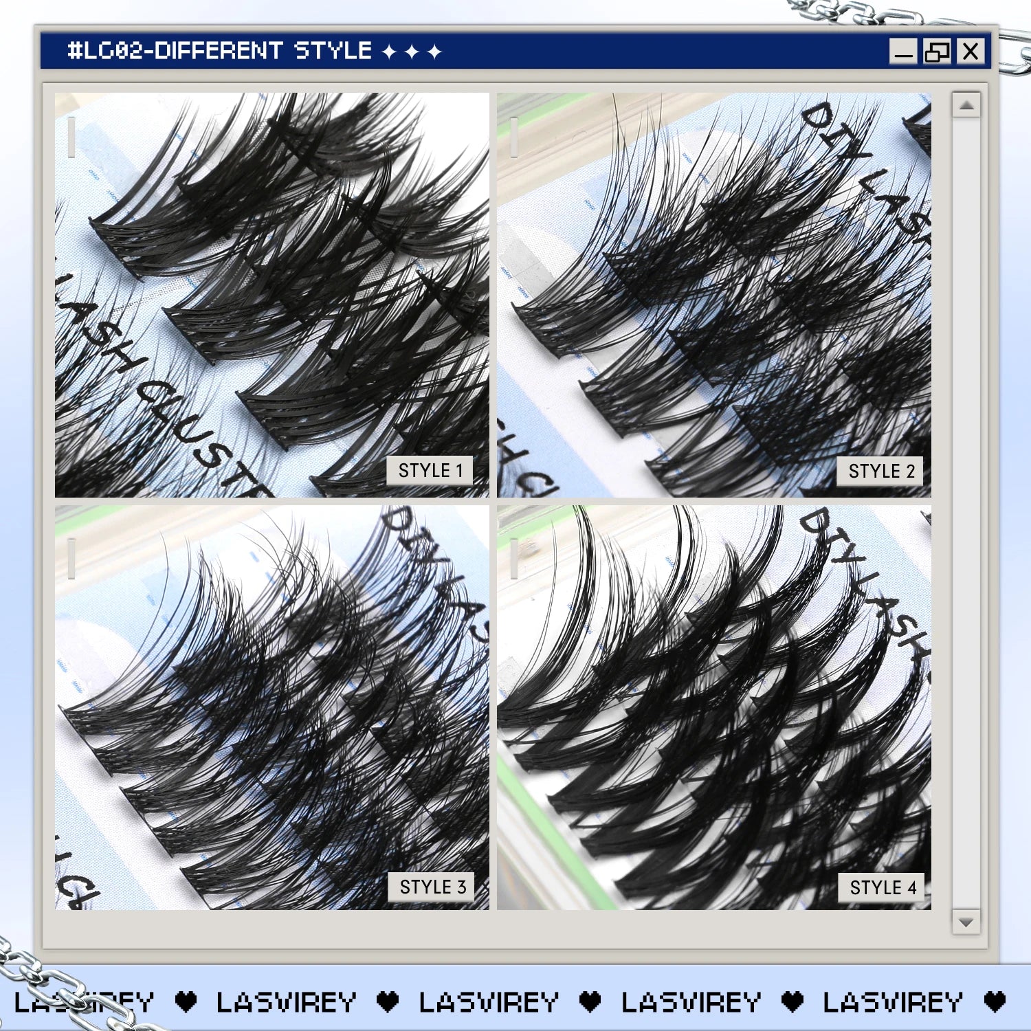 Lasvirey Cluster Lashes Kit DIY Fluffy Lash Clusters 4 IN 1 Mixed Full Set Individual Eyelashes Extension with Lash Bond & Seal