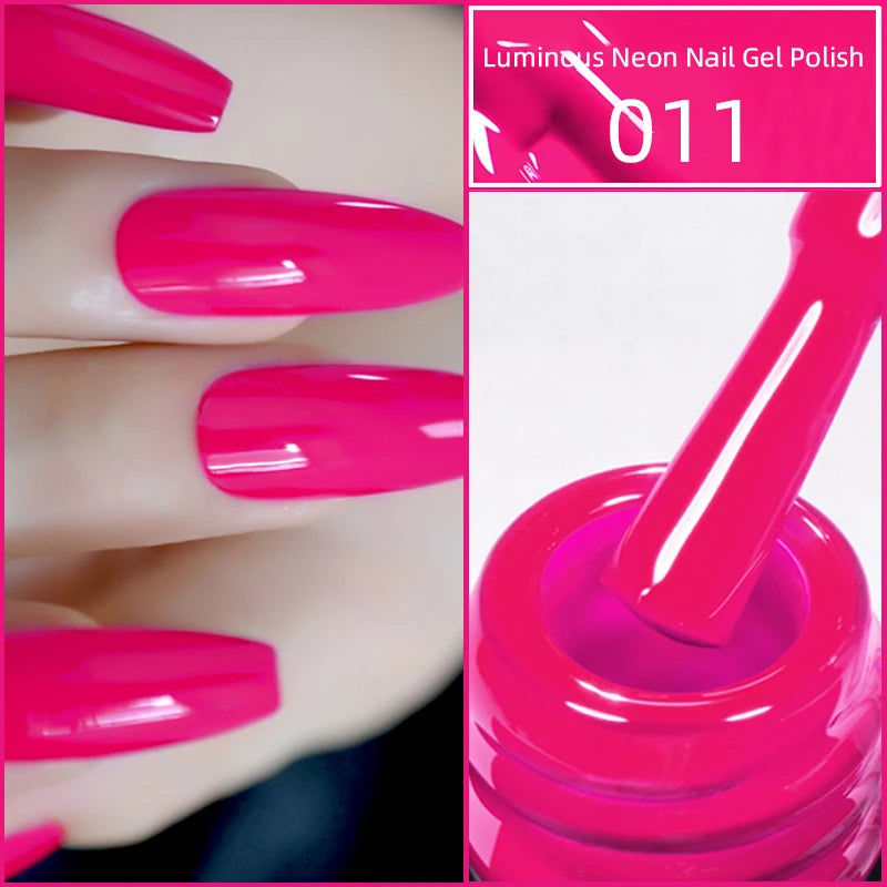 15ml Neon Luminous Gel Nail Gel Polish UV Soak off Lacquer Varnishes Summer Candy Hot Pink Green Yellow Nails Art