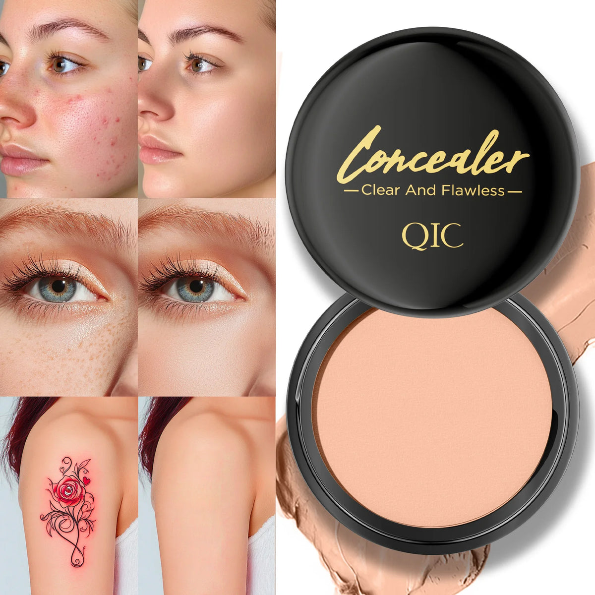 Waterproof Full Coverage Concealer Cream Long Lasting Hide Dark Circles Acne Spots Facial Blemish Foundation Makeup