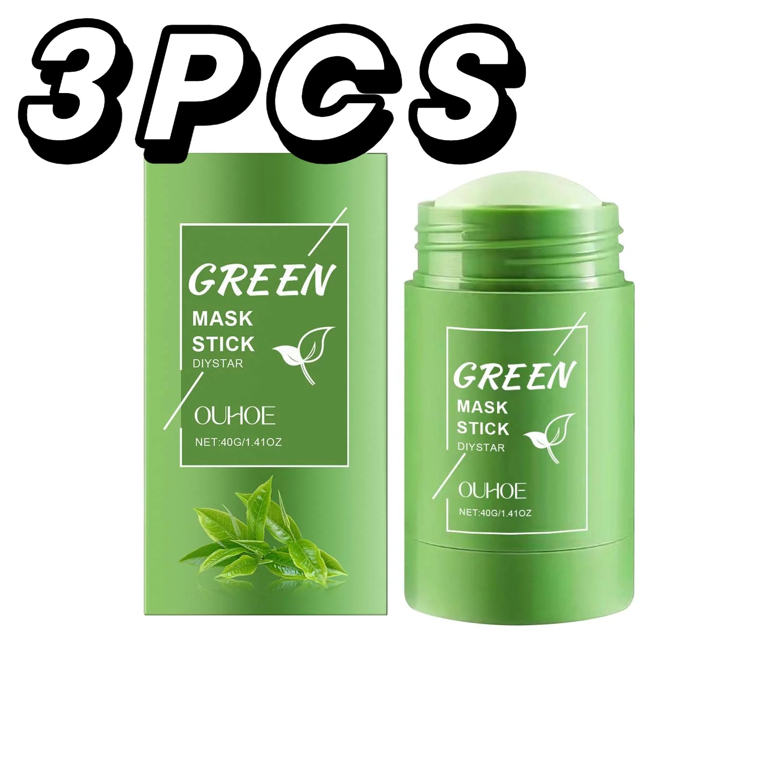 1~5PCS Green Tea Clay Stick For Face Green Mask Stick Smear Acne Shrink Blackhead Green Tea Extract Facial Mask Pore Cleansing
