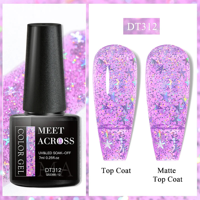 MEET ACROSS 7ml 36Colors Glitter Thermal Gel Nail Polish 3 Colors Changing Soak Off Gel Winter Semi Permanant Nail Art Varnish