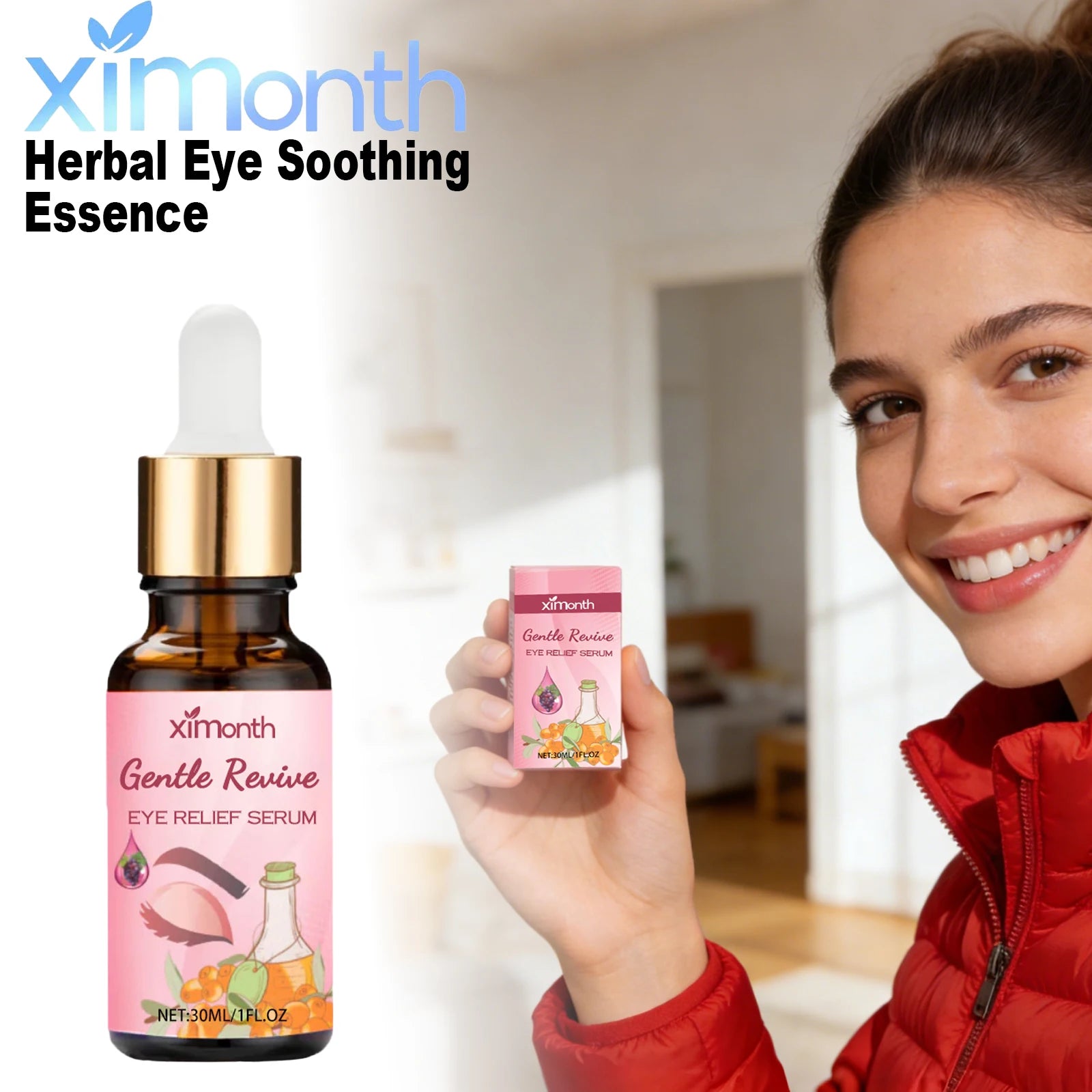 Ximonth Eye Relief Serum Relieve Skin Fatigue Firm Skin Prevent Milia Gentle Nourish Herbal Nursing Eye Soothing Essence Liquid