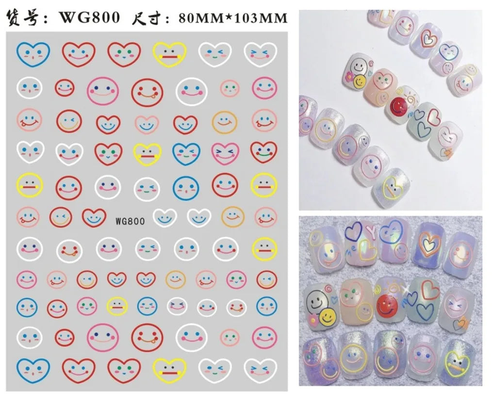 3D Yellow Smile Nlail Art Stickers Nail Decals for Nails Smile Face Manicure Japanese Design DIY Cute Nail Decals Accessories