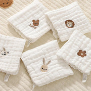 2/3/5pcs Baby Towels Toddler Soft Washcloth Burp Cloth 6 Layer Cotton Embroidery Hand Face Wipes Newborn Bib Kids Handkerchief