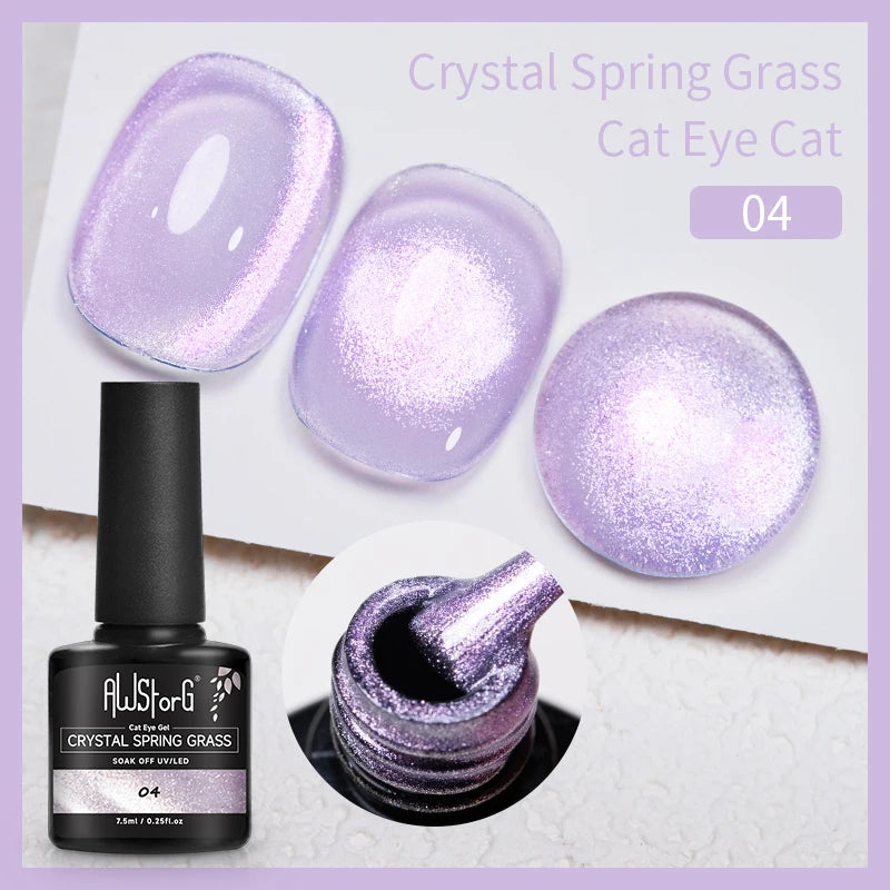 AWStorG Intense Rainbow Cat Eye Gel 5ml Holographic Laser Magnetic Nail Gel Soak Off UV LED Gel Polish Shiny Rainbow Manicur