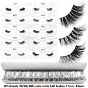 Bulk Items 10/30/60/100 Pairs Mink Half Lashes Natural Long Fluffy Wispy Half False Eyelashes Extension Lightweight Short Lashes