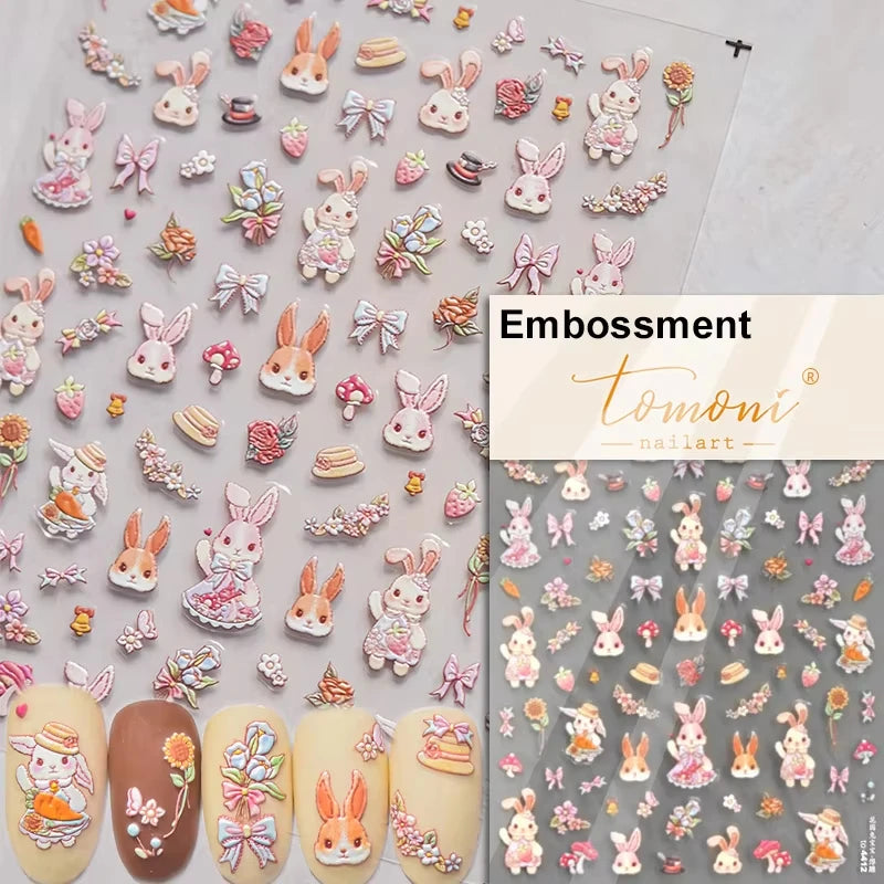 1pcs 5D Embossed Chinese Bamboo Panda Design Nail Art Kawaii Stickers Self-adhesive Transfer Nail Decorations Slider Decals DIY