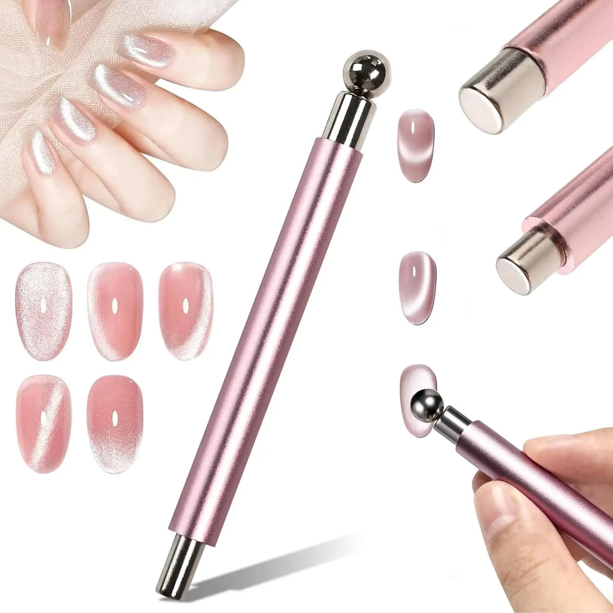 LINMANDA 3 In 1 Dual Headed Cat Eye Nail Art Magnetic Stick Multifunctional Nail Art Magnet Design Tool Suitable for Home DIY