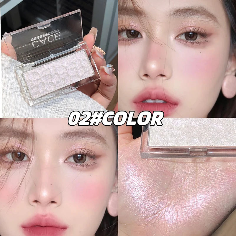 CACE Face Highlighter Palette High Glossy Face Illuminator Palette Natural Glow Finish Pearl Shimmer Smooth Highlight Powder