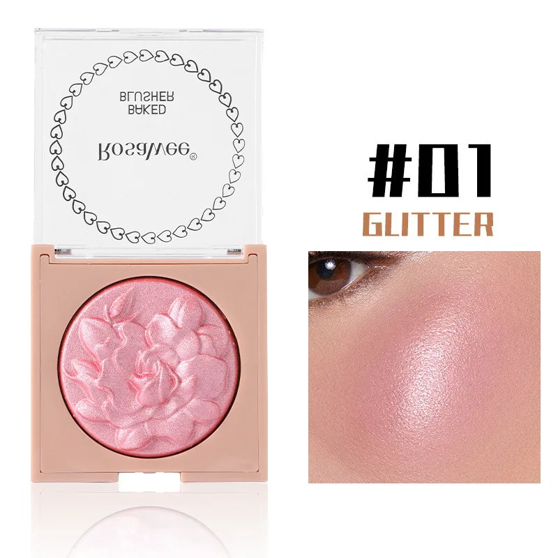 Multi-Color Glossy Blush Highlighter, Baking Process, Moisturizing and Glossy Makeup Effect, with Pearlescent Brightening Effect