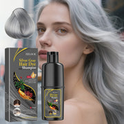 Silvery Gray Hair Dye Shampoo Natural Color Fast Coloring Long-Lasting Toning Moisture Lock for Voluminous Curls Without Damage