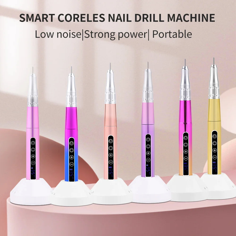 35000RPM Wireless Portable USB Pen Nail Drill Professional Rechargeable Manicure Electric Nail Cuticle File Nail Polisher Tools