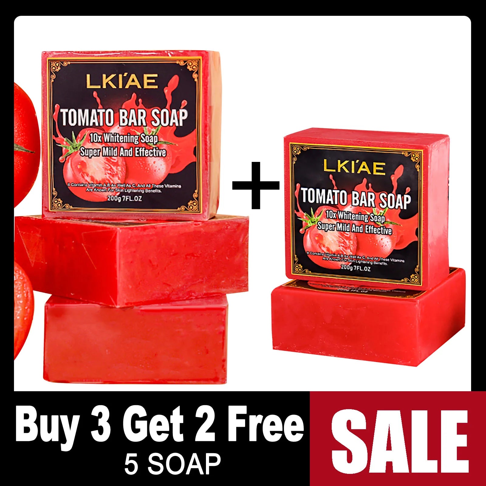 AILKE Natural Tomato Soap Bar, Whitening, Clean and Smooth Skin, Remove Wrinkles, Pigmentation, Acne, For All Skin Types, 200g